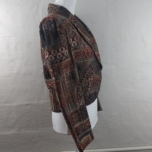 C.C. Magic by Toni Brown Multicolor Shawl Collar Long Sleeve Cropped Blazer - Picture 5 of 13